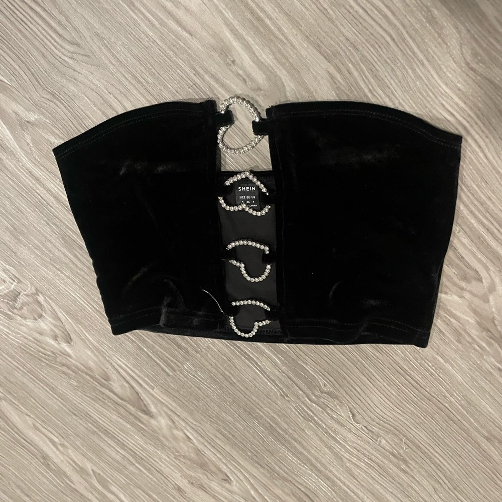 Black velvet crop top